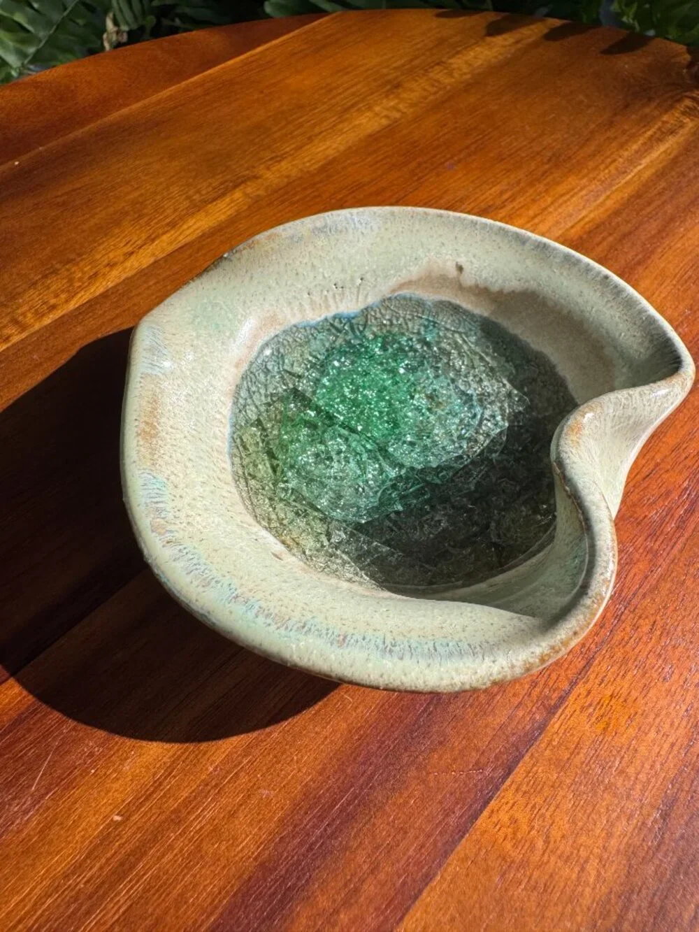 Down To Earth Handmade Pottery Recycled Crackle Glass Trinket Dishes
